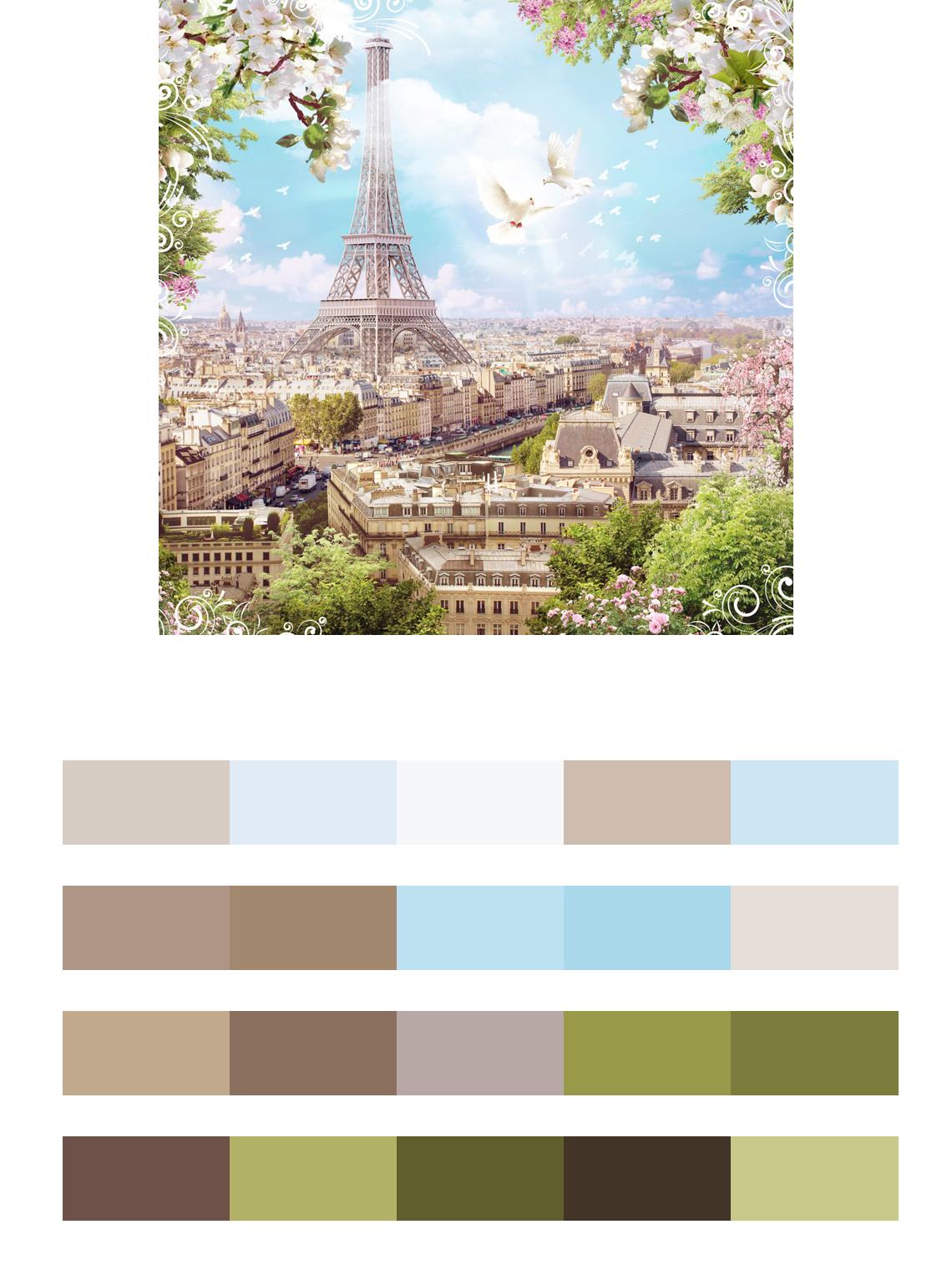 Вид Парижа весной цвета